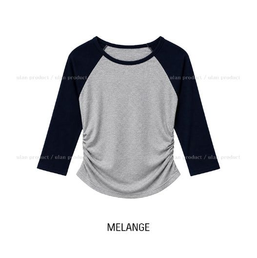 Tones Shirring Raglan Three Quarter T-shirt