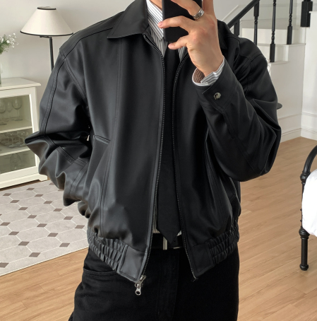 Wayne Vintage Crack Leather Zip-Up Jacket