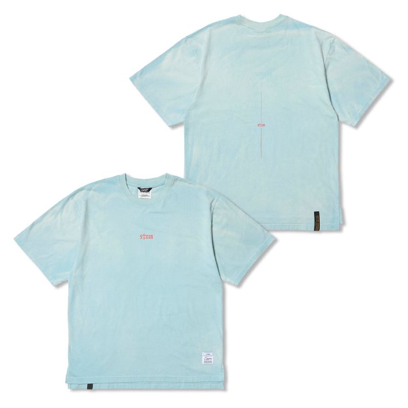 STIGMA（スティグマ）の「STGM Logo Vintage-Like Washed Oversized Short Sleeves T-Shirts Sky Blue / Charcoal（Tops）」