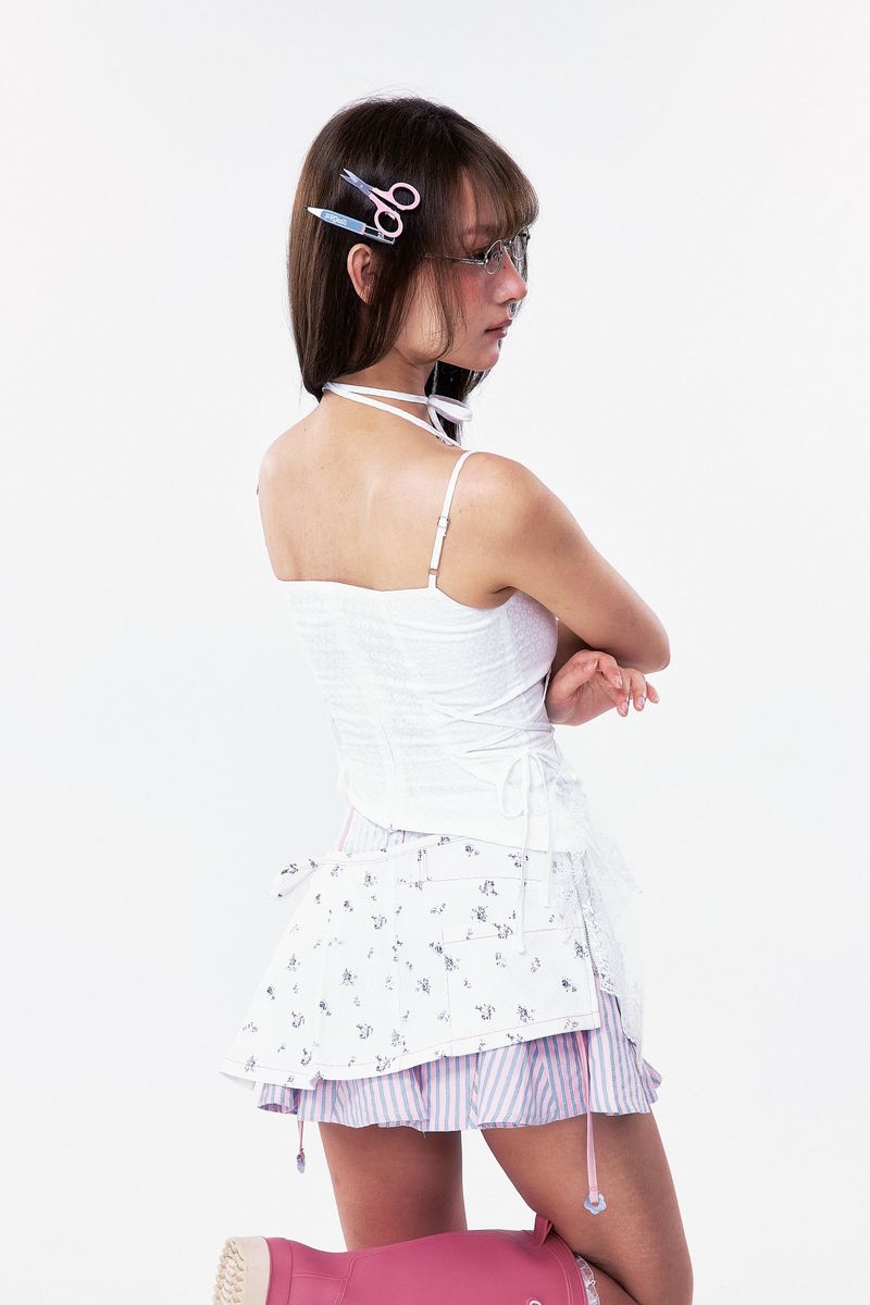 PLÜF Detachable Ruffle Top (White)