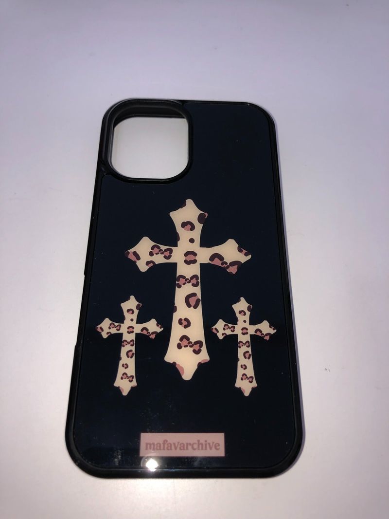 MAFAVARCHIVE(マイフェイブアーカイブ)の「brown leopard cross glass case(Smartphone Accessories)」