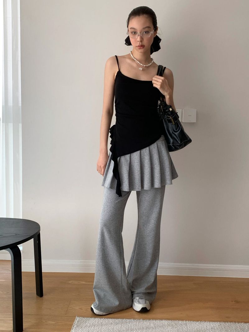 Pleated Skirt Stretch Long Pants
