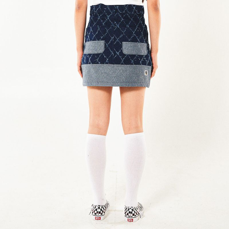 FENCE SWING DENIM MINI SKIRT (BLUE)