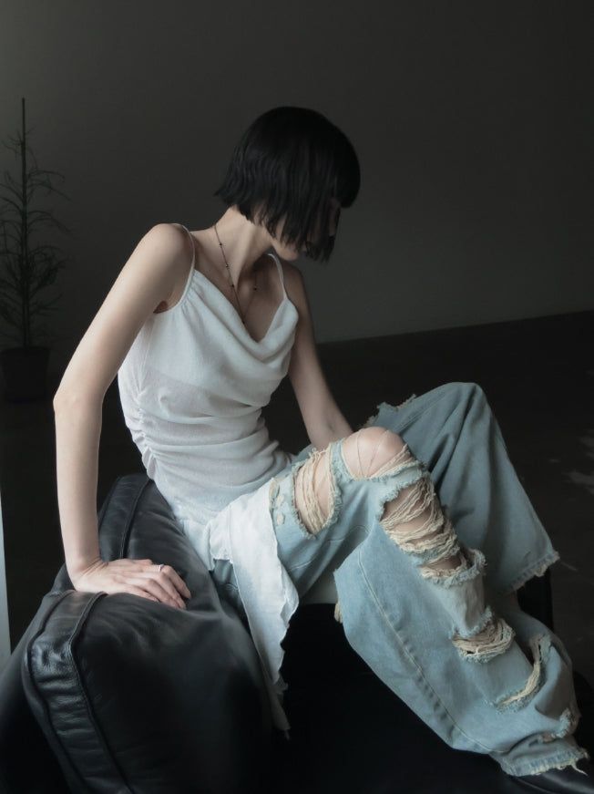 Risen Unbalance Frill Sleeveless