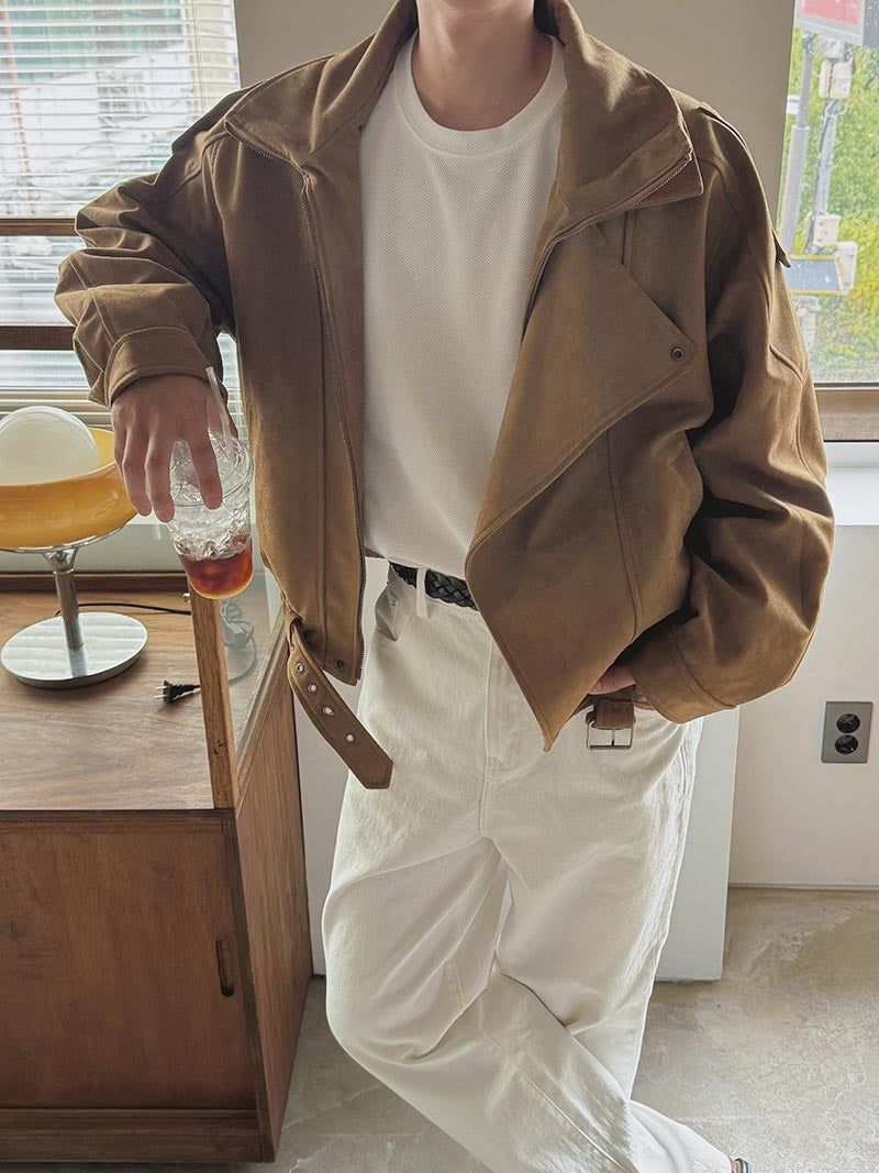 ASCLO（エジュクロ）の「[A-O0327] プレミアムダブルカラースウェードジャケット（Jackets/Outerwear）」