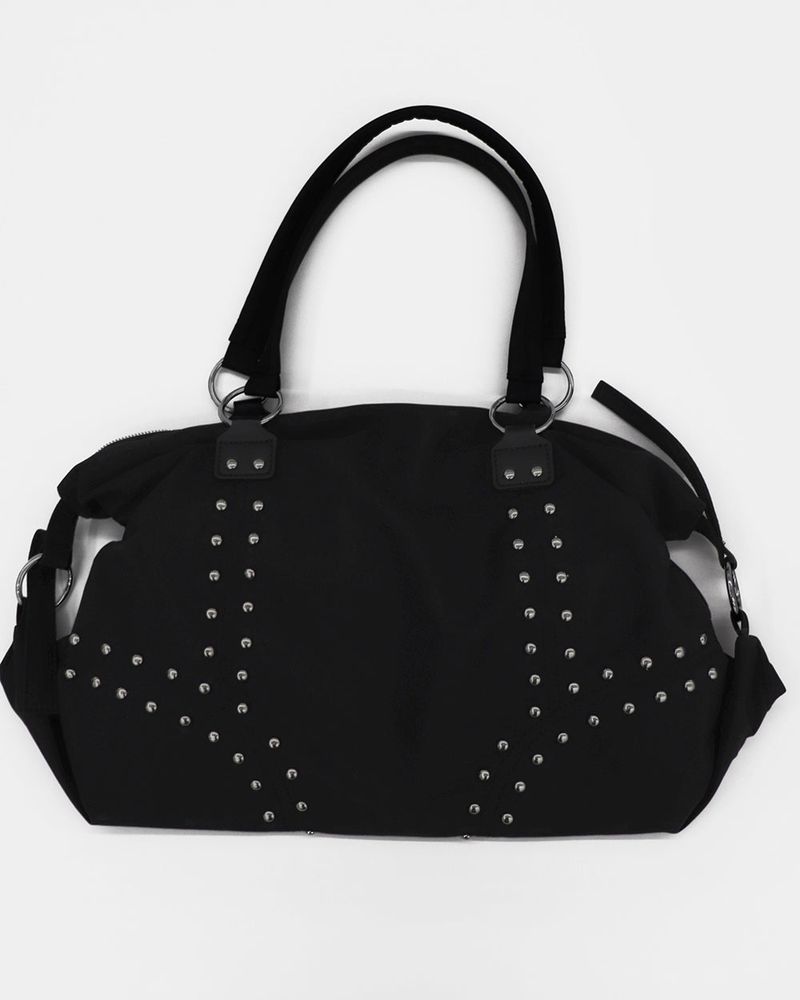 Pillon nylon stud big shoulder bag