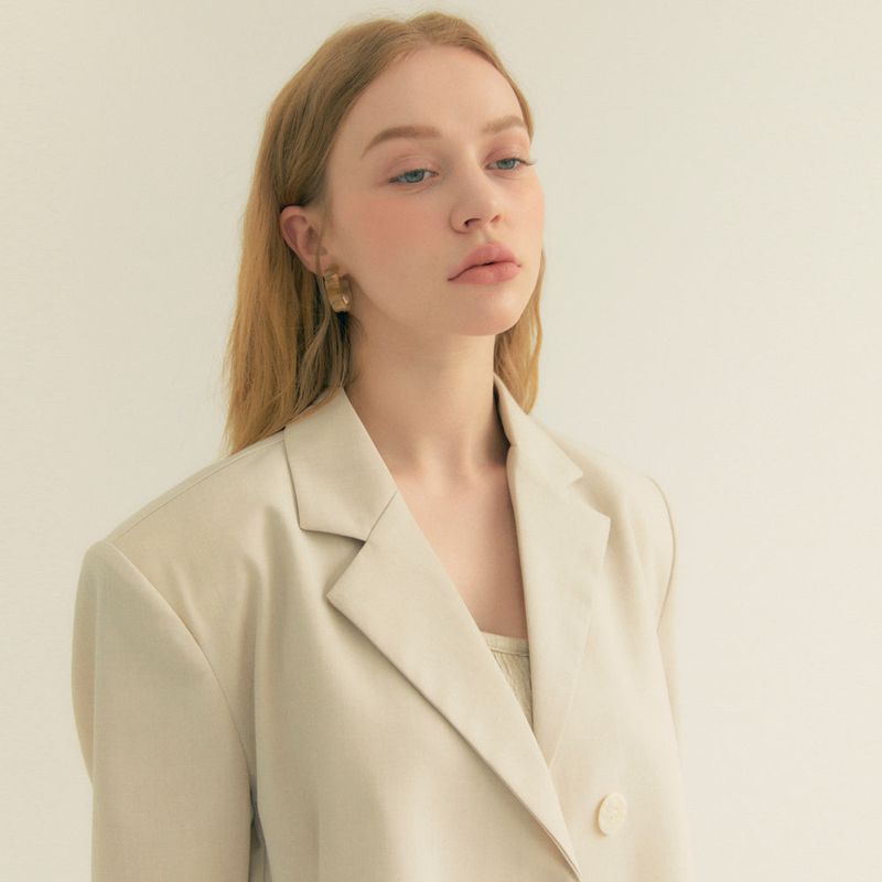 Crop Unbal Half Sleeve Jacket (Ivory)