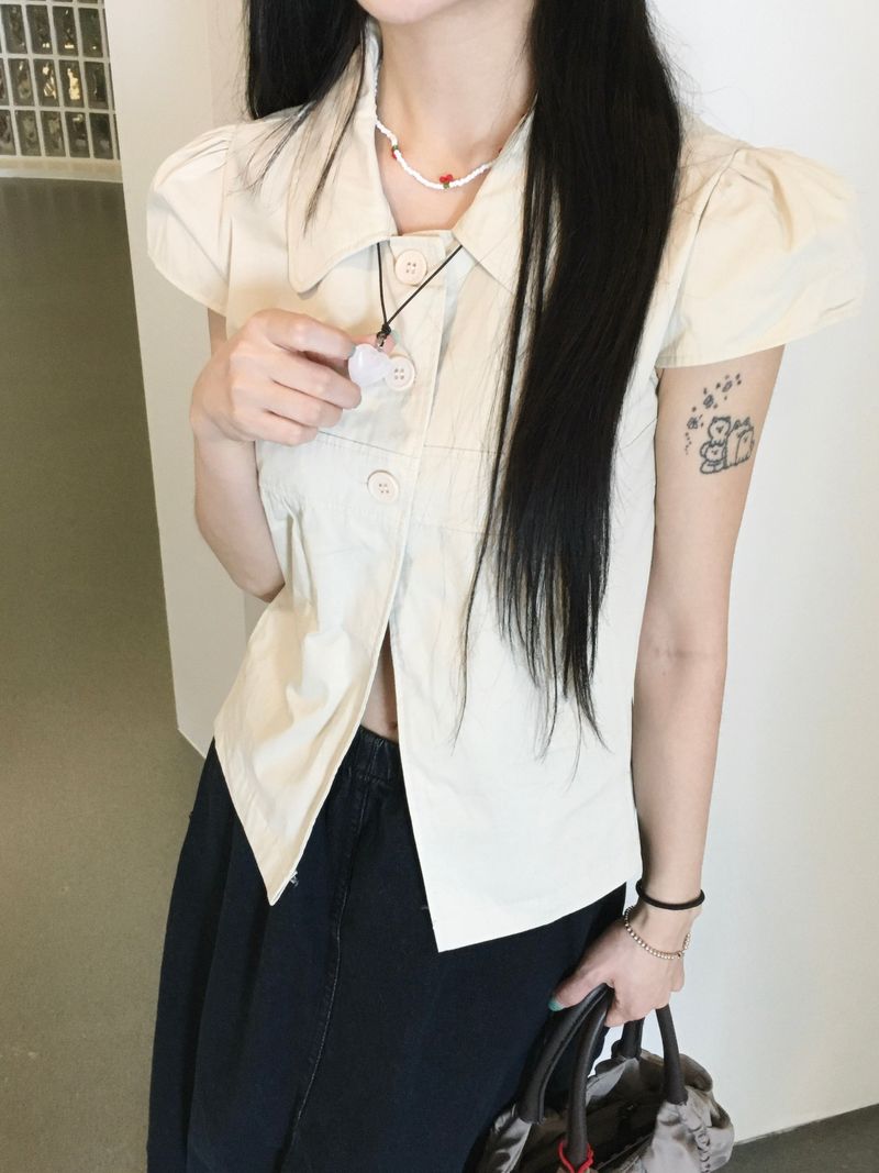 Eddie Collar Short Sleeve Blouse (2c)