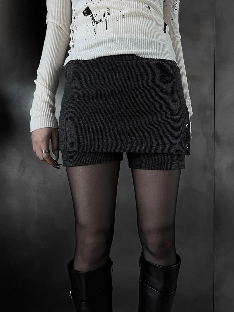 knit eyelet skirt pants (2color)