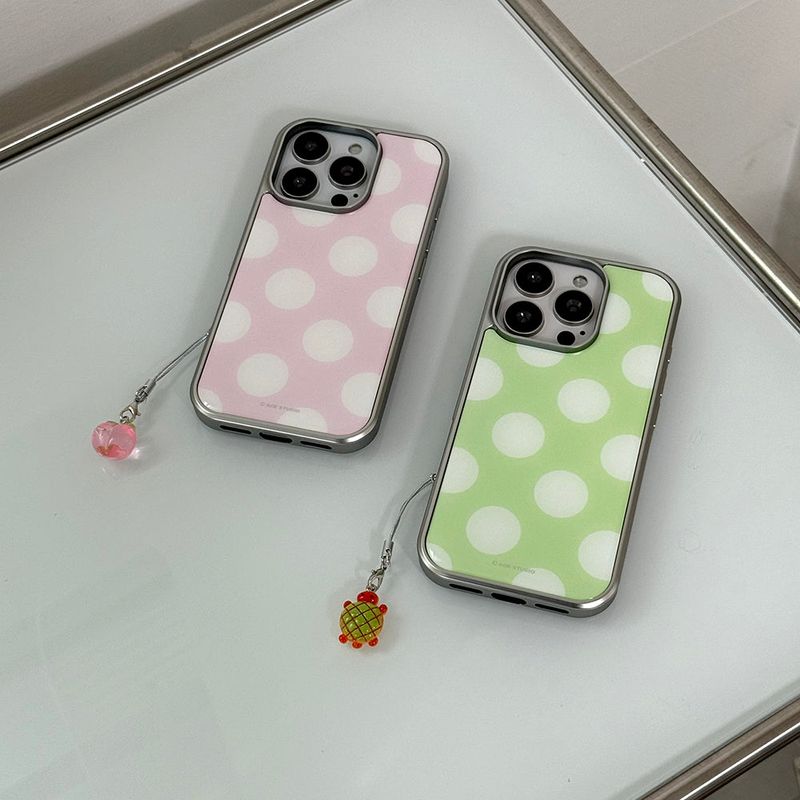 [MADE] silver big dot epoxy bumper case - honeydew melon