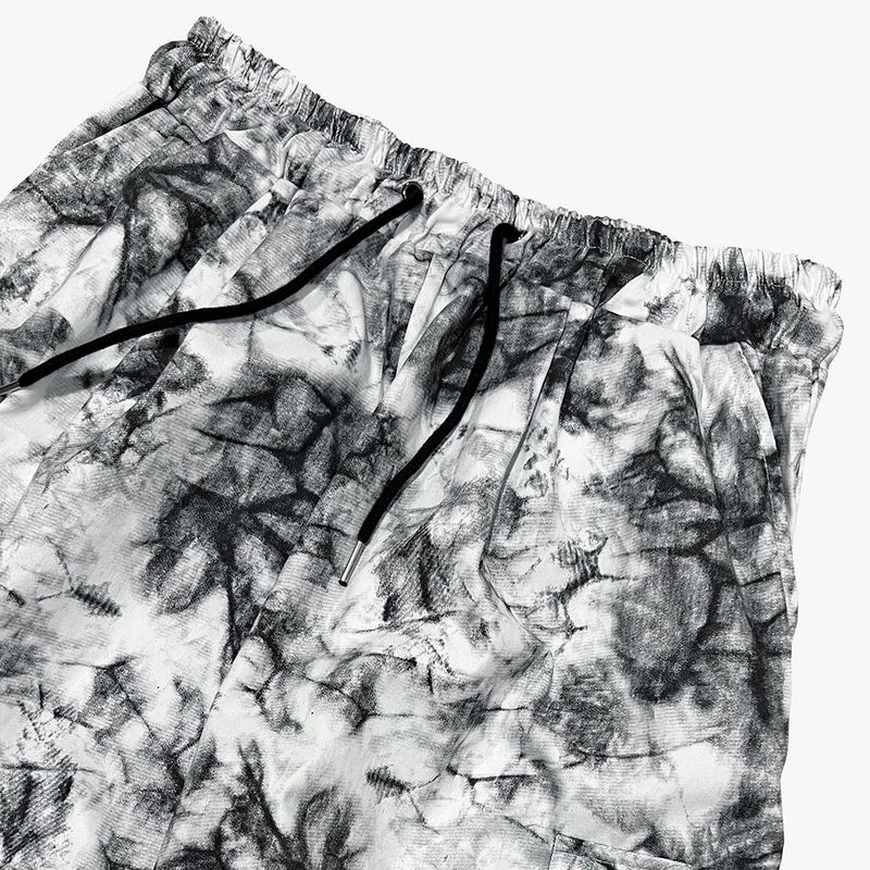 tiedye capri cargo shorts_white