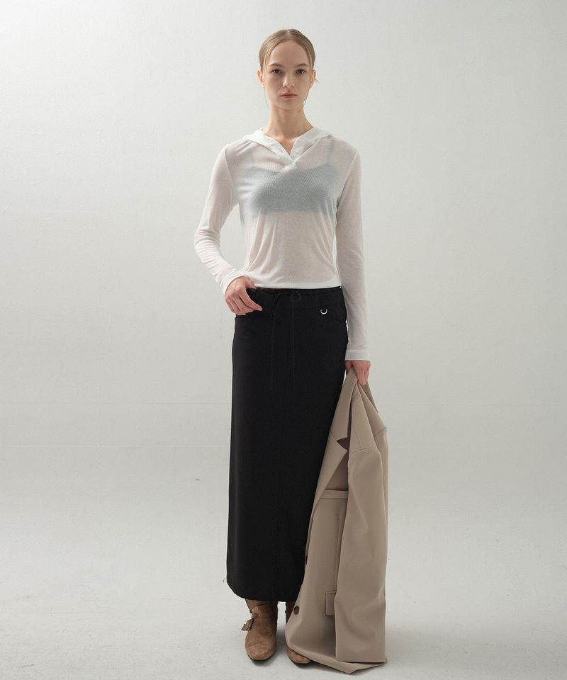Drawstring Maxi Skirt_Black