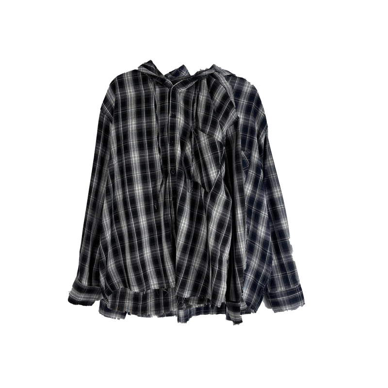 vely gingham hooded shirt