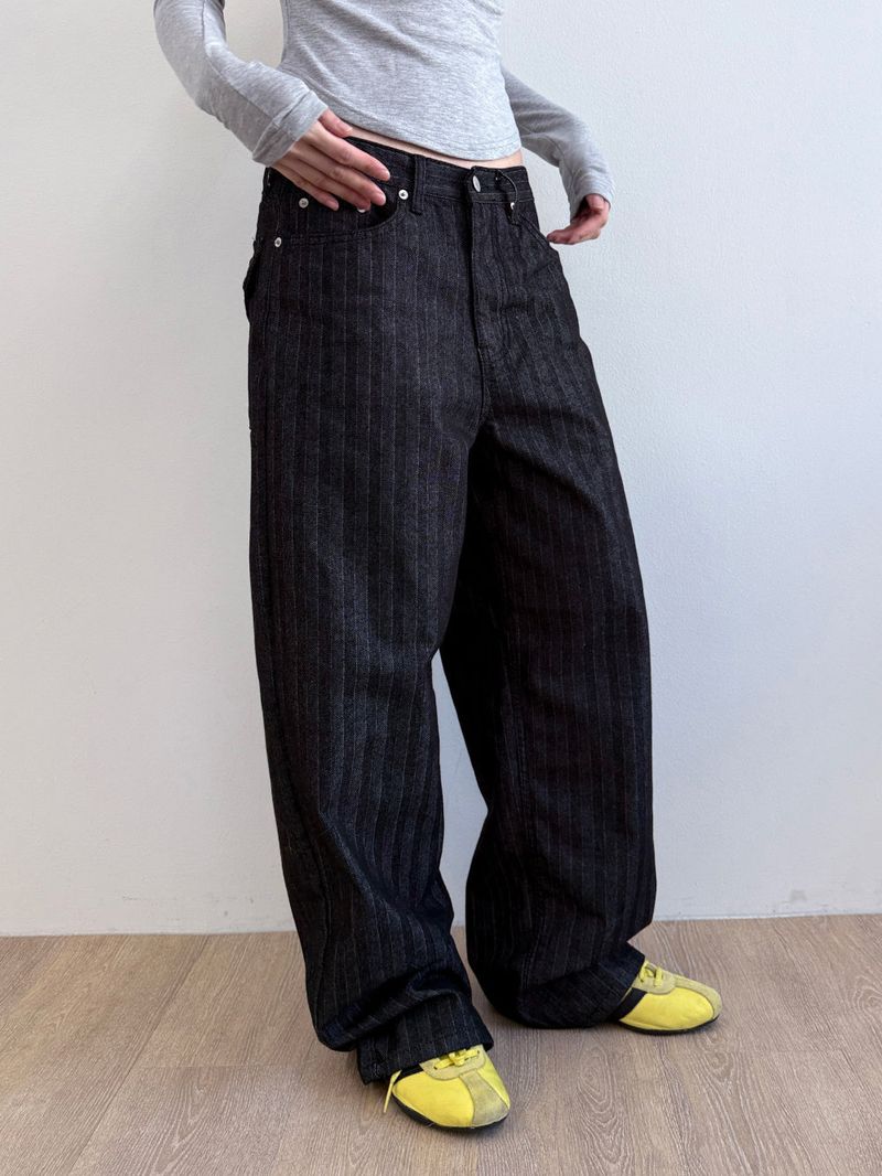  STRIPE BALLOON WIDE PANTS