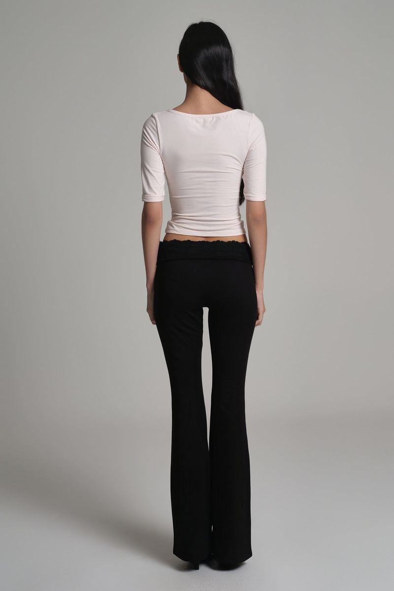 Lace tea bootscut pants, Black