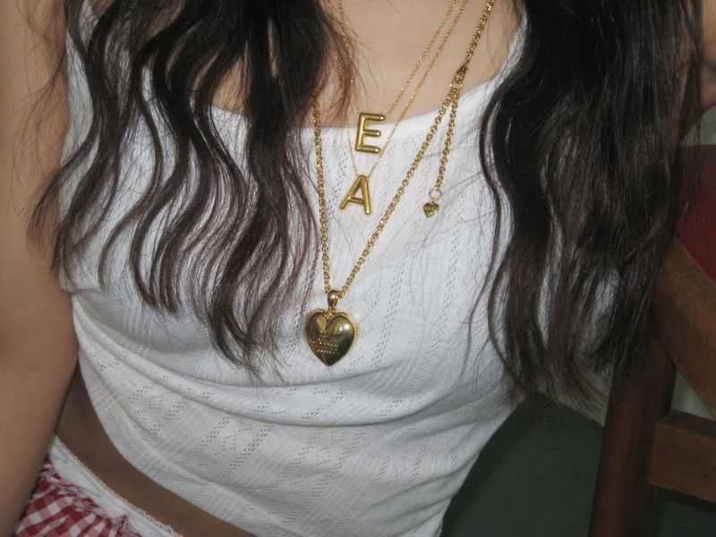 Chubby initial necklace (7 Letters, Gold)