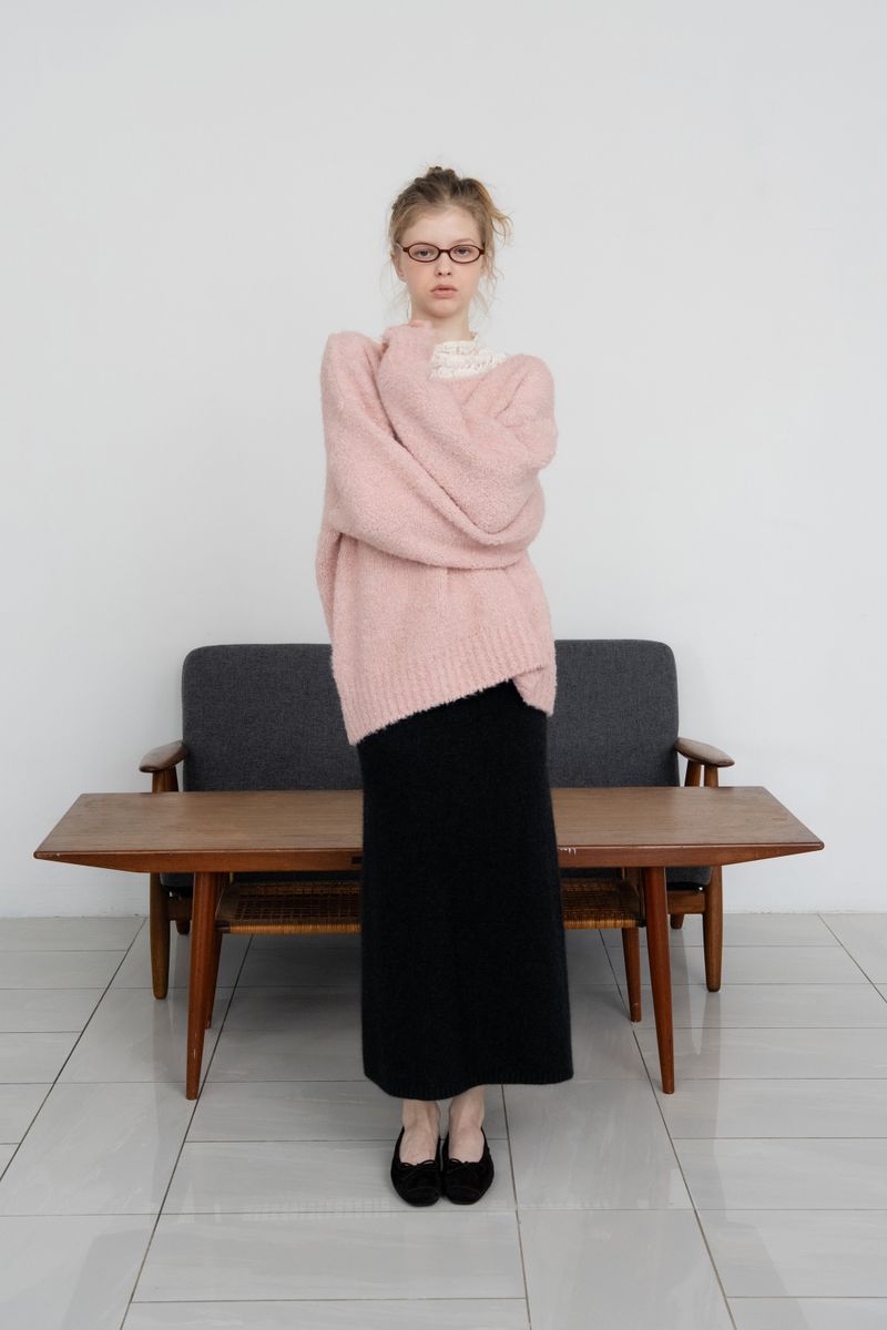 Blush boucle knit_baby pink