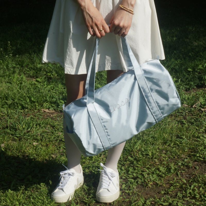 logo duffle bag_baby blue