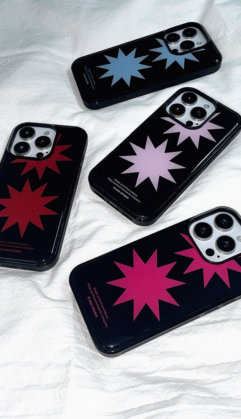 [MADE] black spark epoxy bumper case - baby pink