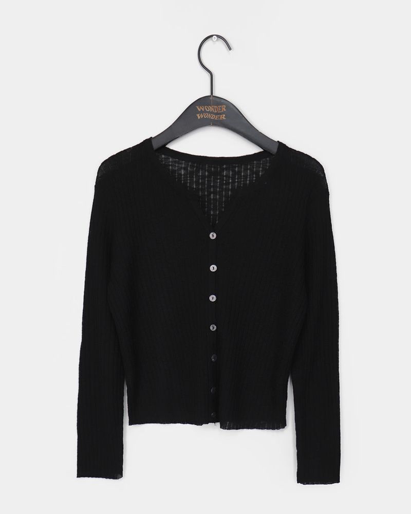 Yoring Summer See-Through Ribbed Cardigan