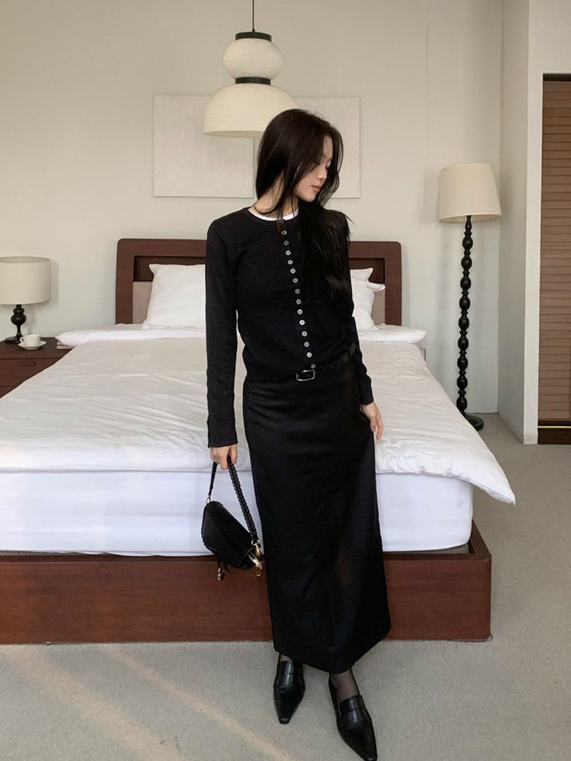 スレートバックスリットロングマキシスカート