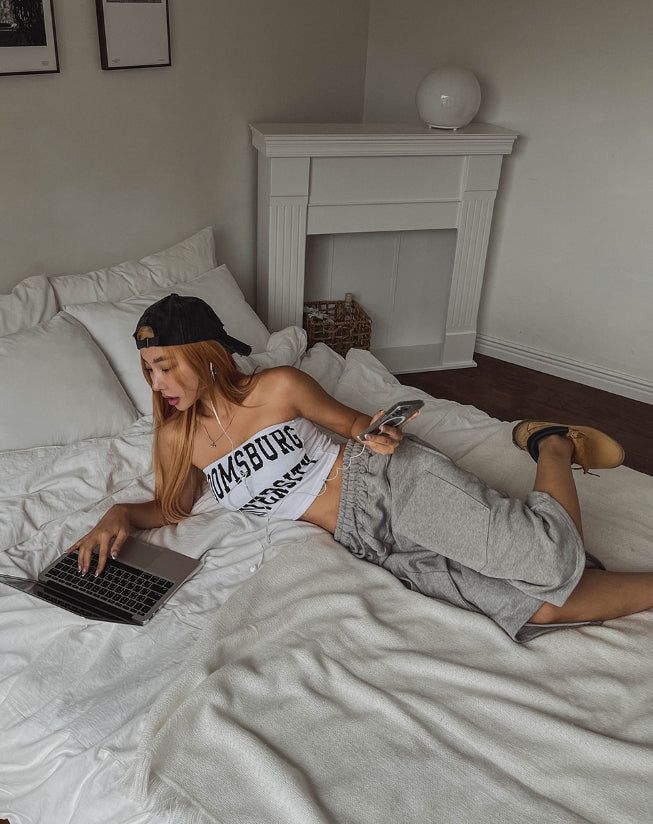 Bloom Lettering Pig Tube Top (+With Cup)