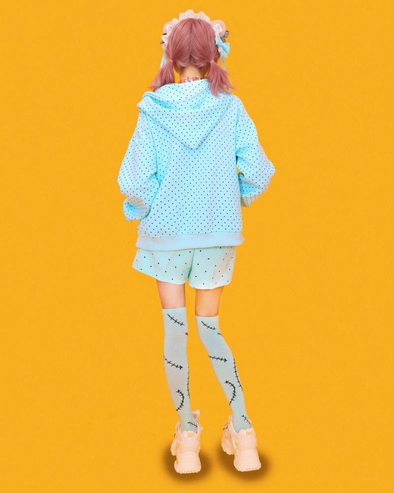 mint candy dot banding shorts