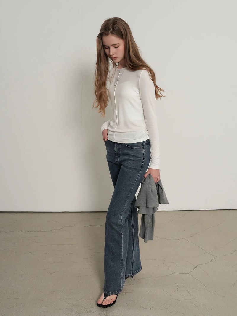 BOOTCUT WASHING DENIM PANTS