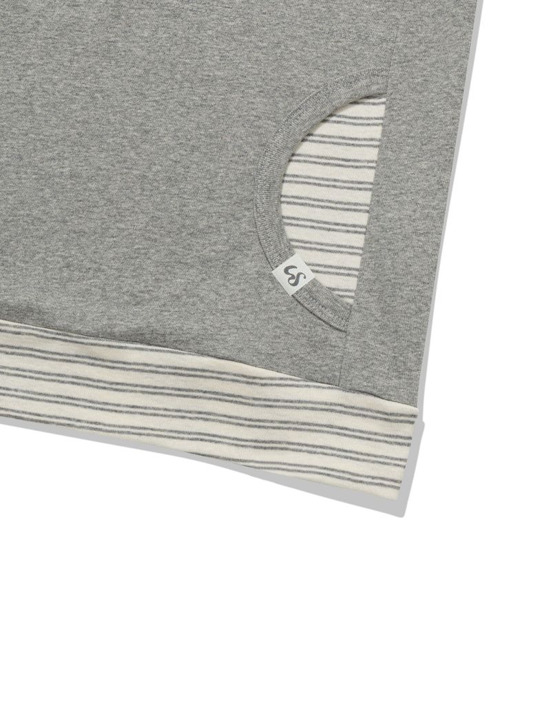 STRIPE FRILL OFF-SHOULDER(GREY)
