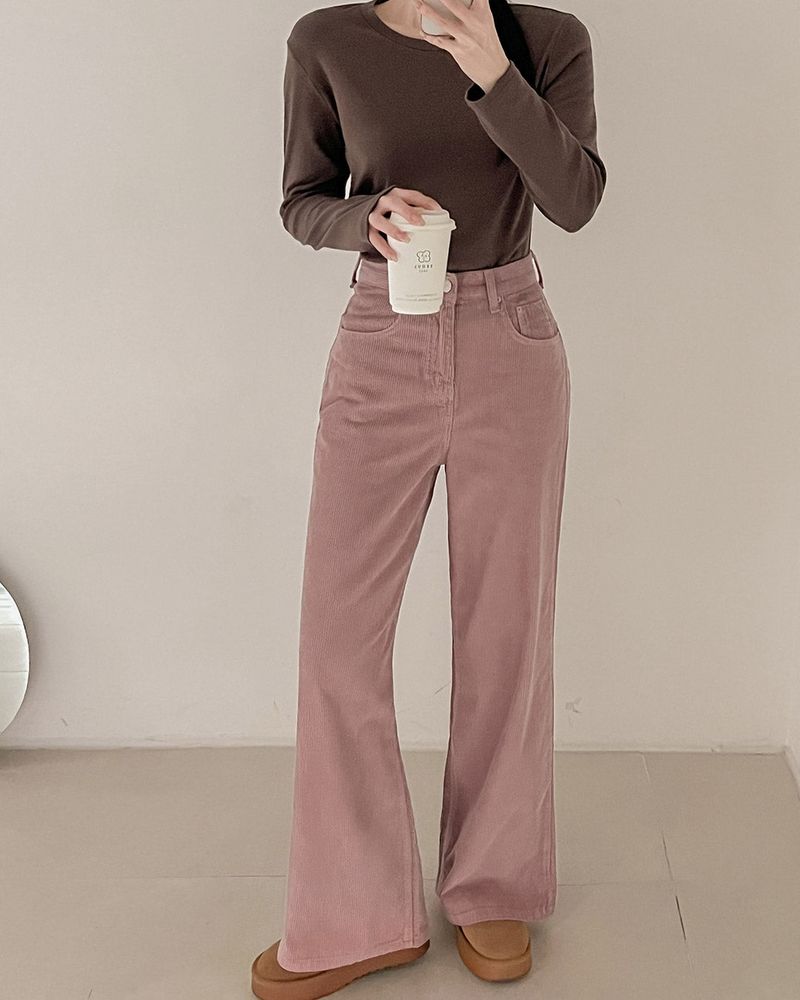 Corduroy wide pants