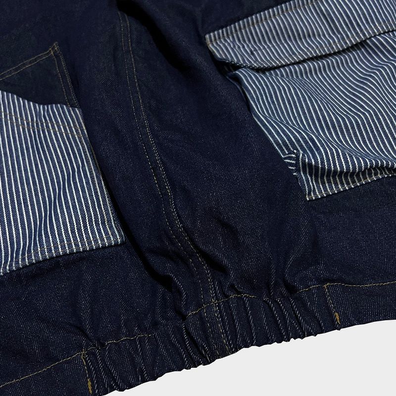 stripe patch denim cardigan_blue