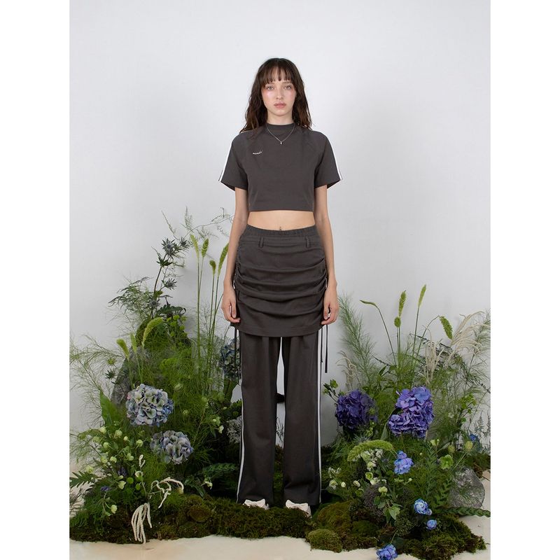 BACK LACE-UP TRACK TOP - CHARCOAL