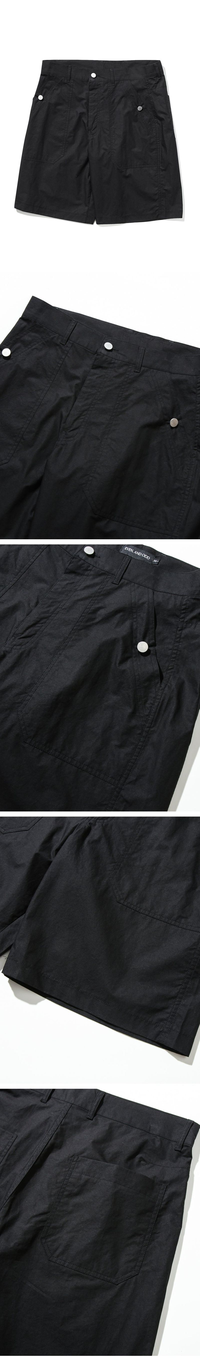 Washed Cotton Fatigue Bermuda Pants_Black  