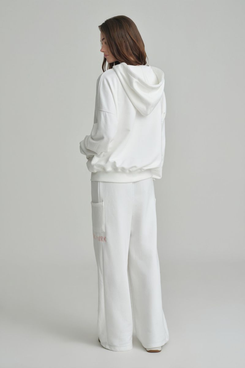 NYC hooded zip-up, Ivory