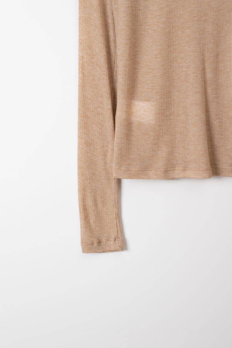 Wool boat neck T (Beige)
