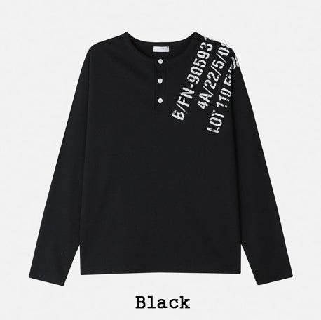 Devel Waffle Henley Neck Long Sleeve T-shirt