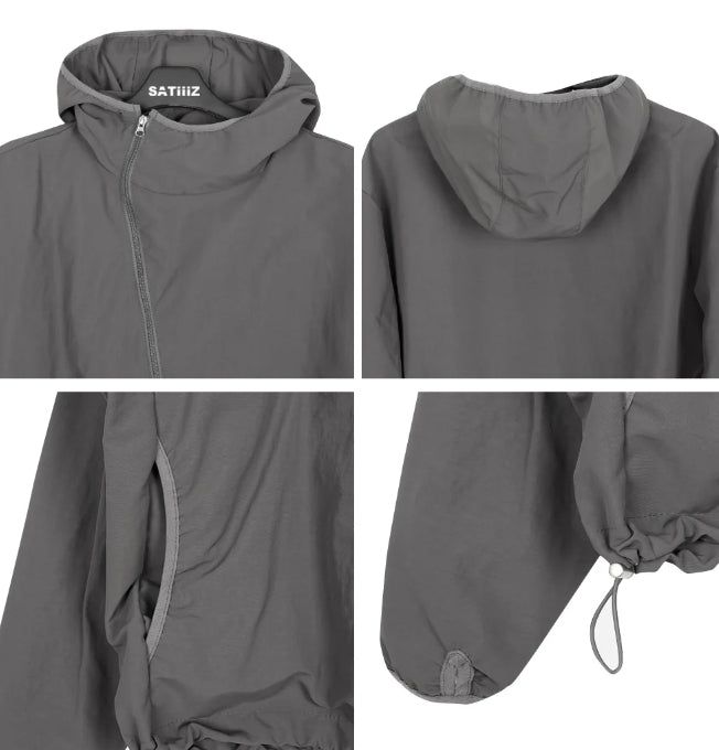 Rippen diagonal zipper windbreaker