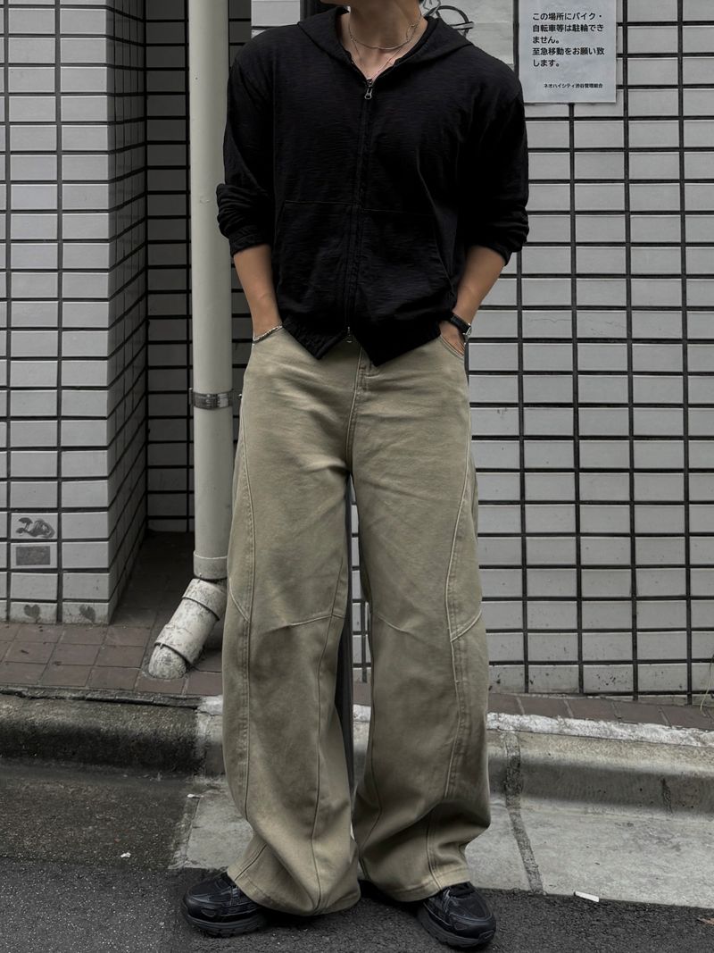 Cur Incision curved cotton pants
