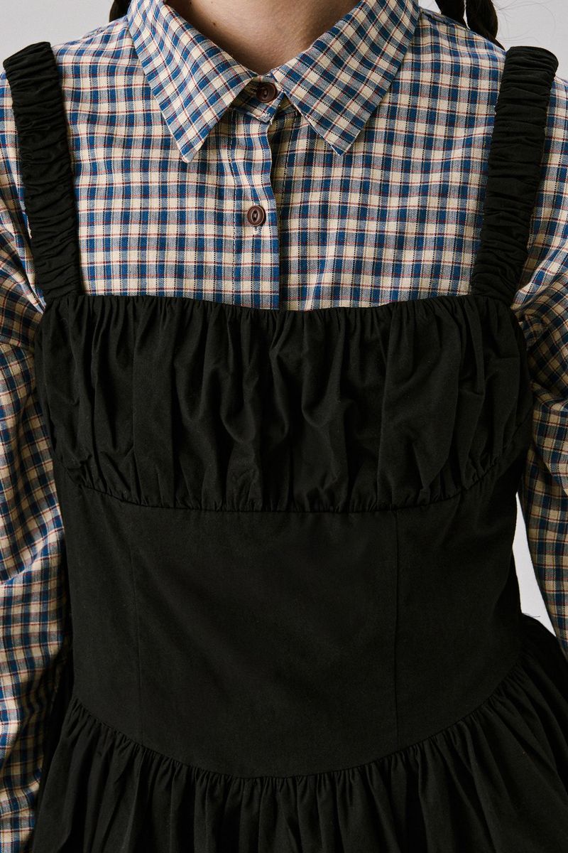 Merry Mini Shirring Dress [Black]