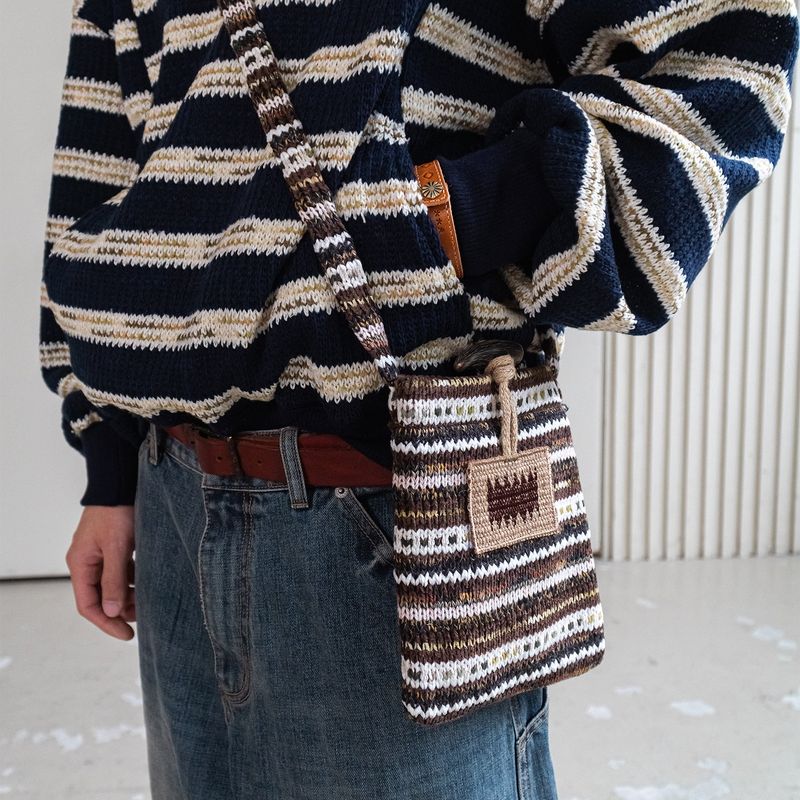 Knit sacoche bag / Brown