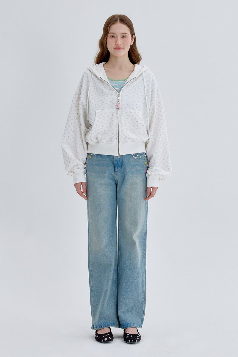 Lace Hood Zip Up [Ivory]