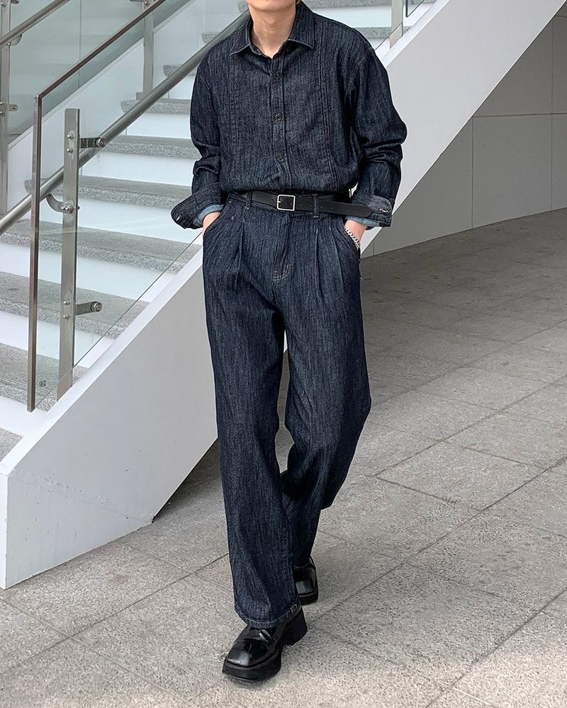 LE Mono Linen Two-Tuck Denim
