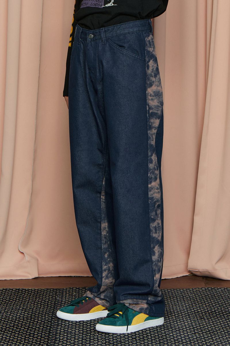 TIE-DYE BLOCK DENIM PANTS / INDIGO
