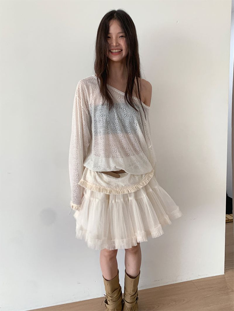 POM CHIFFON SKIRT (2C)