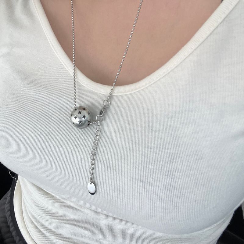 Star Stamping Ball Long Necklace