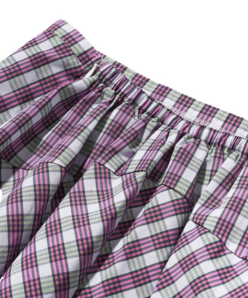 Checked Asymmetric Skirt - Pink