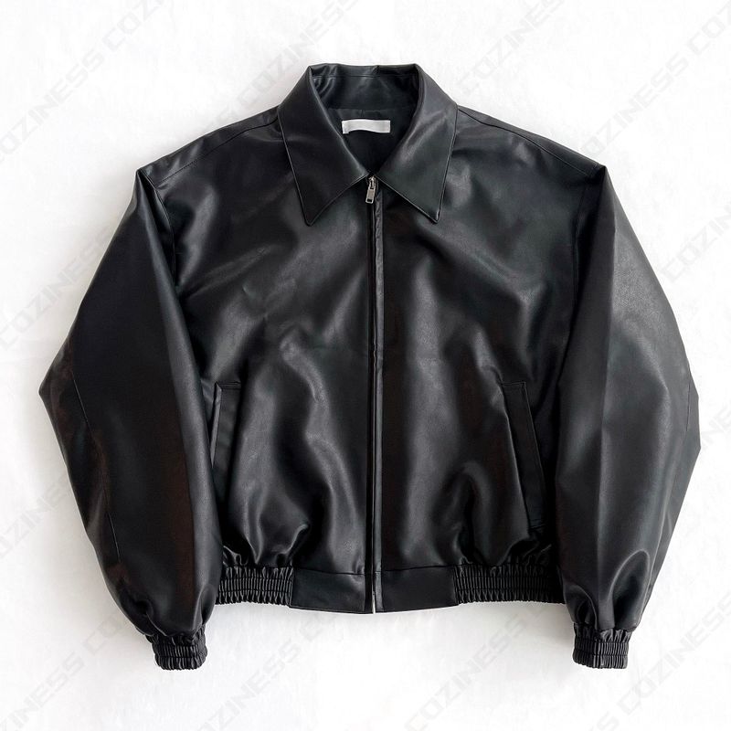 UI leather cropped jacket