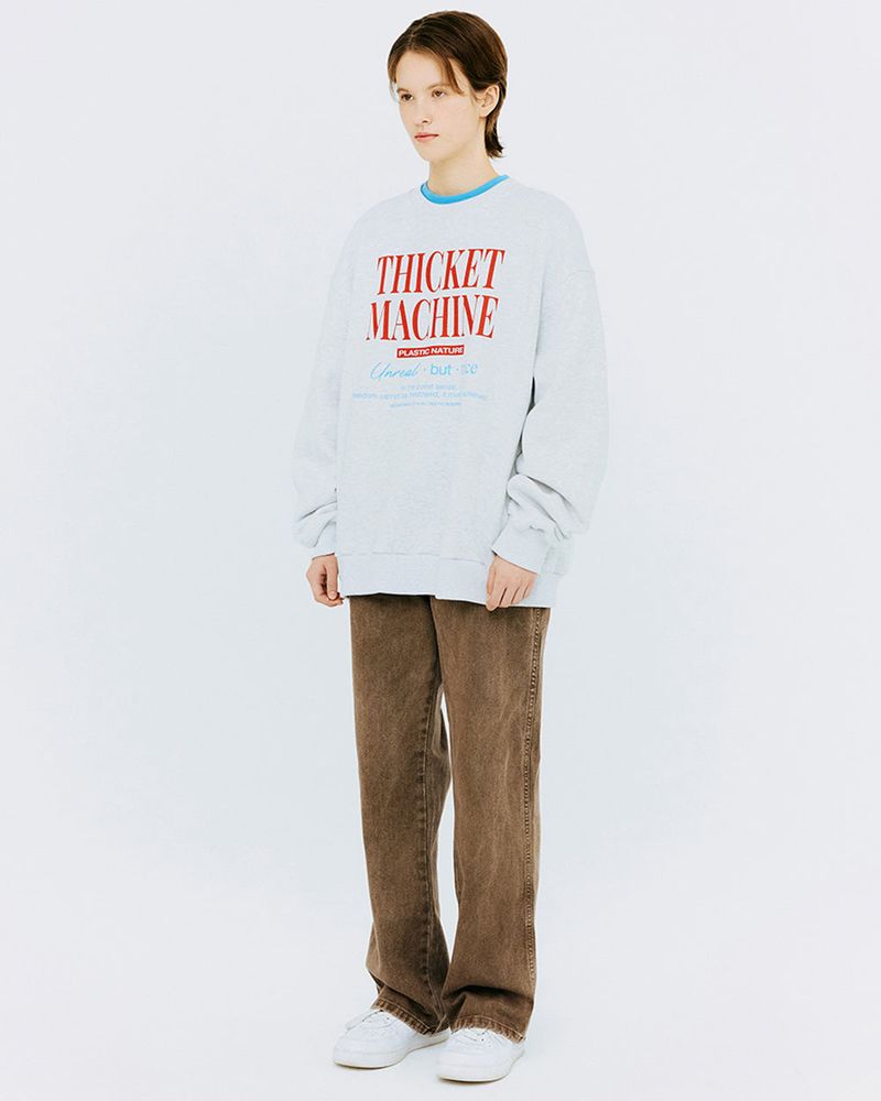 THICKET MACHINE TYPO SWEATSHIRT-WHITE MELANGE