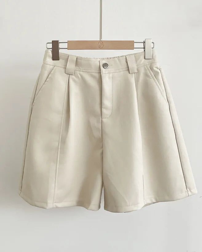 Rabl Leather Pintuck Banding Half Pants