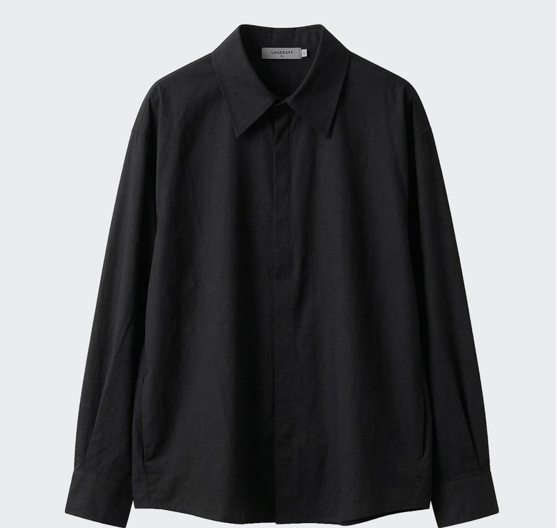Overfit Stretch Crop Shirt Black